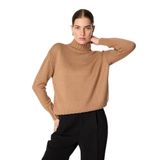 Fabrika Dik Yaka Basic Düz Kazak, M, 5003031087, Bej, Kadın
