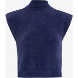 Fabrika Dik Yaka Crop Düz Lacivert Kazak Kadın F4WL-KZK0391 - XL