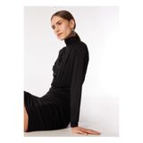Fabrika Dik Yaka Drapey Fit Elbise, M, 5003156051, Siyah, Kadın