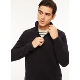 Fabrika Dik Yaka Düz Lacivert Erkek T-Shirt JAVIER