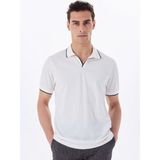 Fabrika Düz Kırık Beyaz Erkek Polo T-Shirt F5SM-TST 2742 - 2XL