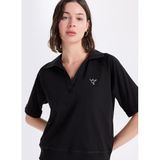 Fabrika Düz Polo T-Shirt, M, 5003327987, Siyah, Kadın