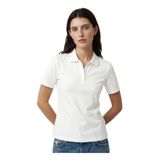 Fabrika Düz Polo T-Shirt, XL, 5003328040, Beyaz, Kadın