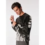 Fabrika Erkek Siyah Bisiklet Yaka Relaxed Jakarlı Kazak F3WM-KZK150 - 2XL