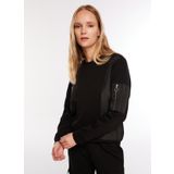 Fabrika F3WL-SWT3 Bisiklet Yaka Düz Siyah Kadın Sweatshirt
