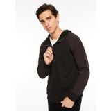 Fabrika F3WM-SWT129 Düz Siyah Kapüşon Yaka Erkek Sweatshirt