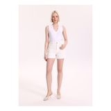 Fabrika F6SL-SHT0273 Beyaz Kadın Relaxed Armürlü Denim Şort