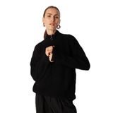 Fabrika Fermuarlı Geniş Fit Kazak, L, KATTEN, Siyah, Kadın