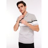 Fabrika Gri Erkek Polo Yaka Kısa Kollu Fermuarlı Düz Kazak F3WM-KZK153 - 2XL