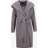 Fabrika Gri Kadın Palto F5WL-MN0162 Akrilik Kumaş Kapüşonlu Uzun Kol Loose Fit Özellikli - 38