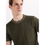 Fabrika Haki Erkek Bisiklet Yaka Regular Fit Yağ Yıkama Kazak F6SM-KZK 2552 - 2XL