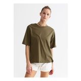 Fabrika Haki Kadın Bisiklet Yaka Oversize T-shirt Dantıta