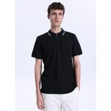 Fabrika Jakarlı Siyah Erkek Polo T-Shirt F6SM-TST 2057 - XL