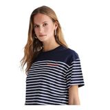 Fabrika Kadın Bisiklet Yaka oose Fit T-Shirt, acivert - Beyaz, L, BORI