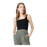 Fabrika Kadın Kare Yaka Crop Atlet, Siyah, XS, TARRAN