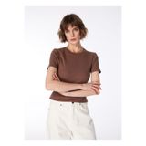 Fabrika Kahve Kadın Bisiklet Yaka Basic T-shirt Teo, L, 5002726441003