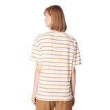 Fabrika Kahverengi - Beyaz Bisiklet Yaka Basic T-Shirt, M, K-MELISSA, Kahverengi - Beyaz, Kadın