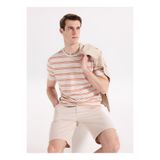 Fabrika Kahverengi Erkek Relaxed Çizgili T-Shirt F6SM-TST 2100