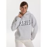 Fabrika Kapüşon Yaka Baskılı Açık Gri Melanj Sweatshırt, M, 5003273314, Açık Gri Melanj, kadın