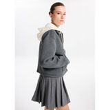Fabrika Kapüşon Yaka Düz Antrasit Melanj Sweatshirt, XL, 5003273427, Antrasit Melanj, kadın