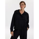 Fabrika Kapüşon Yaka Düz Sweatshırt, XS, 5003273459, Siyah, kadın
