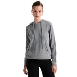 Fabrika Kapüşon Yaka Relaxed Düz Gri Melanj Kazak, S, 5003273316, Gri Melanj, kadın