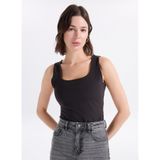 Fabrika Kare Yaka Düz Atlet, M, 5003334713, Siyah, Kadın