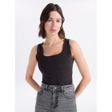 Fabrika Kare Yaka Düz Atlet, XS, 5003334713, Siyah, Kadın