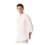 Fabrika Kırık Beyaz Düğmeli Regular Fit%100 Keten Gömlek, XL, F5SM-GML 2767, Kırık Beyaz, Erkek
