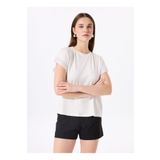 Fabrika Kırık Beyaz Kadın Bisiklet Yaka Loose Fit T-Shirt F5SL-TST0087