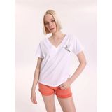 Fabrika Kırık Beyaz Kadın Regular Fit Baskılı T-Shirt F6SL-TST0298 - XS