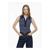 Fabrika Lacivert - Beyaz Slim Fit Örgü T-Shirt, XL, 5003325479, Lacivert - Beyaz, Kadın