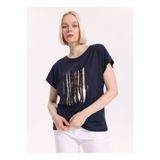 Fabrika Lacivert Bisiklet Yaka Regular Fit Kadın T-Shirt F6SL-TST0350