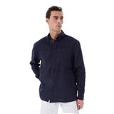 Fabrika Lacivert Erkek Düğmeli Yaka Basic%100 Keten Ceket F5Sm-Ckt 2018, L
