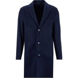 Fabrika Lacivert Erkek Palto F5WM-PLT 2895 Düz Yaka Düğmeli Normal Kesim Kalıbı - 46