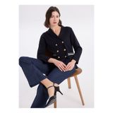 Fabrika Lacivert Kadın Polo Loose Fit Triko Ceket F6SL-CKT0122