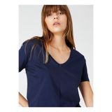 Fabrika Lacivert Kadın V Yaka Basic Fit T-Shirt TEYO
