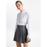 Fabrika Loose Fit Gömlek Yaka Çizgili Beyaz - Siyah Kadın Gömlek F5WL-GML0388 - 40