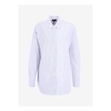 Fabrika Loose Fit Gömlek Yaka Çizgili Beyaz - Siyah Kadın Gömlek F5WL-GML0388