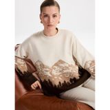 Fabrika Loose Fit Jakarlı Kazak, XL, 5003273432, Ekru - Kahve, Kadın