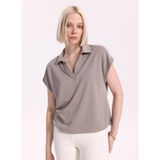 Fabrika Loose Fit Polo T-Shirt, XL, 5003328007, Vizon, Kadın