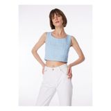 Fabrika Mavi Kadın Kare Yaka Crop Bluz F4SL-BLZ0817