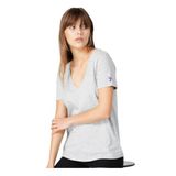 Fabrika Melanj V Yaka Basic Fit T-Shirt, M, TEYO, Gri, Kadın