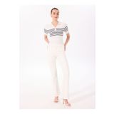 Fabrika Normal Bel Geniş Paça Flare Kırık Beyaz Kadın Denim Pantolon F5SL-PNT0417