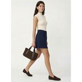 Fabrika Normal Bel Lacivert Kadın Piliseli Mini Etek F6SL-ETK0033 - 36