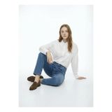 Fabrika Normal Bel Straight Paça Mom Fit İndigo Kadın Denim Pantolon F6SL-PNT0259