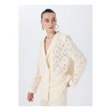 Fabrika Oversize Güpür Ceket, 42, 5003224081, Beyaz, Kadın