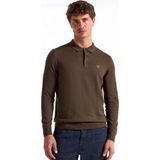 Fabrika Polo Yaka Basic Düz Haki Melanj Erkek Kazak F5WM-KZK 2553 - 3XL