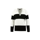 Fabrika Polo Yaka Çizgili Kazak, S, 5003031137, Siyah - Beyaz, Kadın