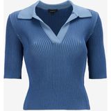 Fabrika Polo Yaka Dar Piliseli Mavi Kazak Kadın F5SL-KZK0248-K - XL